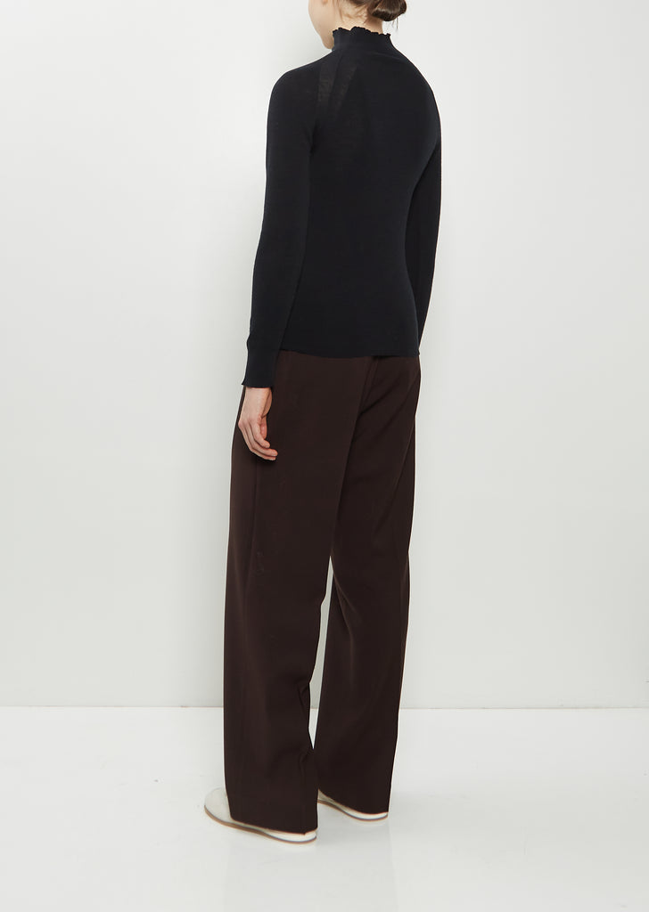 Ribbed Wool High Neck Jumper