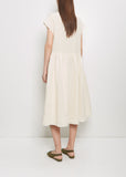 Linen Vichy Pleated Dress — Milk Sand