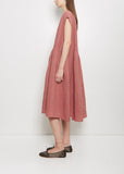 Linen Vichy Pleated Dress — Sky Poppy