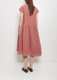Linen Vichy Pleated Dress — Sky Poppy