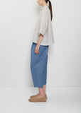 Cotton Linen Curved Trousers — Sugar Blue