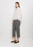 Cotton Gabardine Curved Pull On Pant — Cement