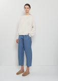 Cotton Linen Curved Trousers — Sugar Blue