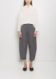 Cotton Gabardine Curved Pull On Pant — Cement