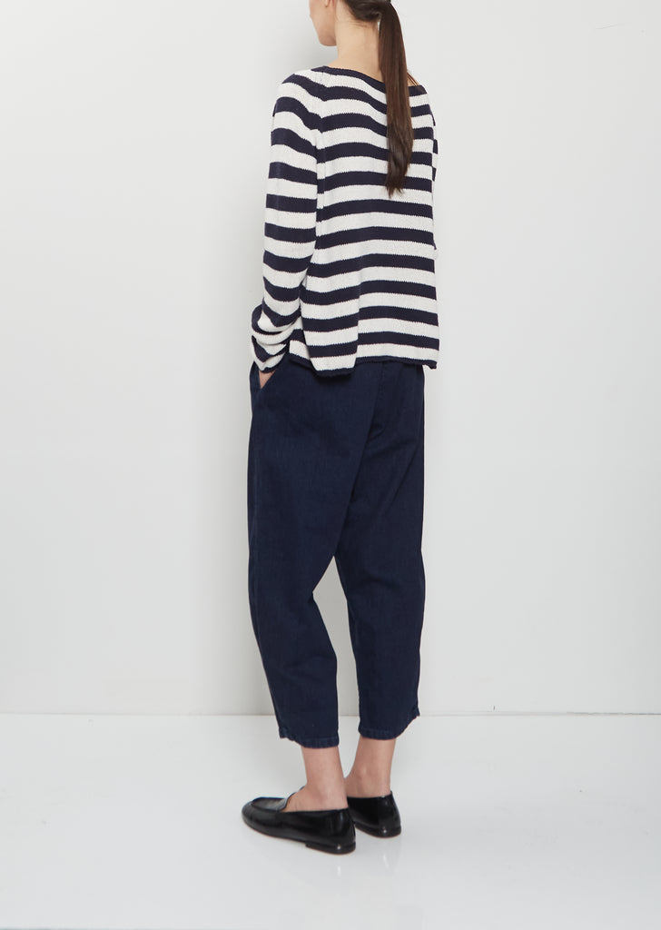 Boat Neck Silk Sweater — Stripes