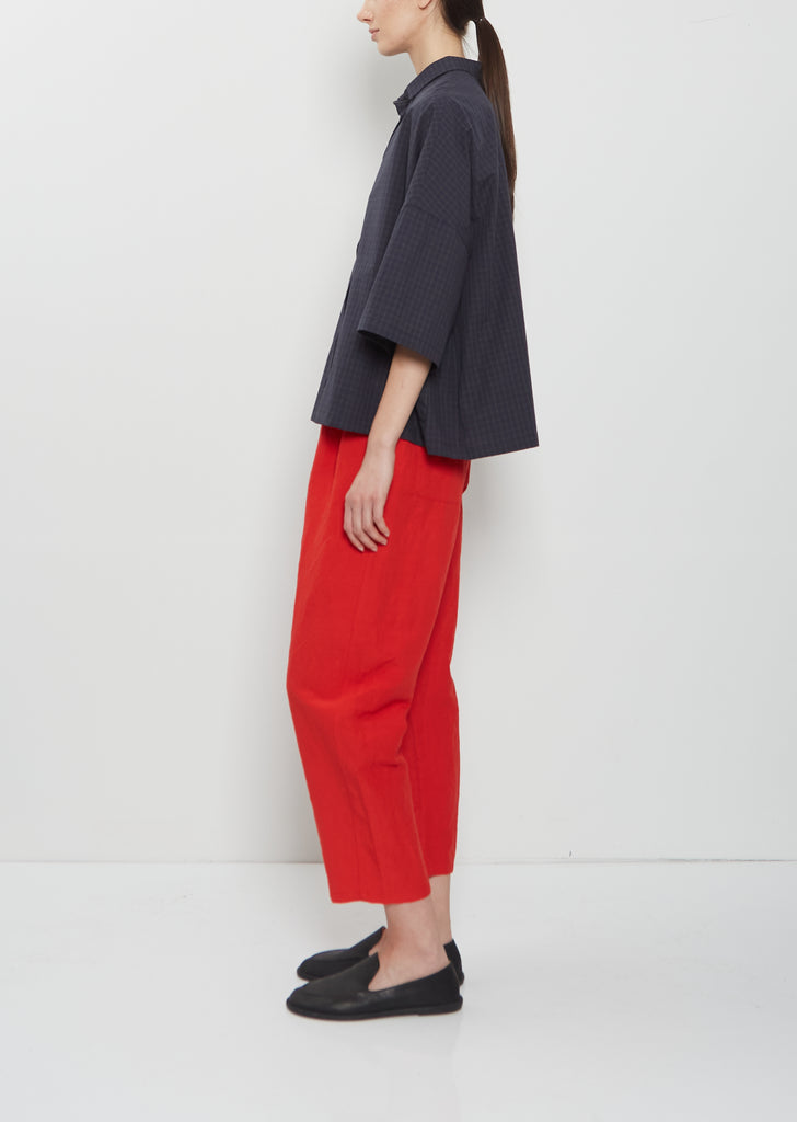 Linen Tapered Trousers — Pomegranate