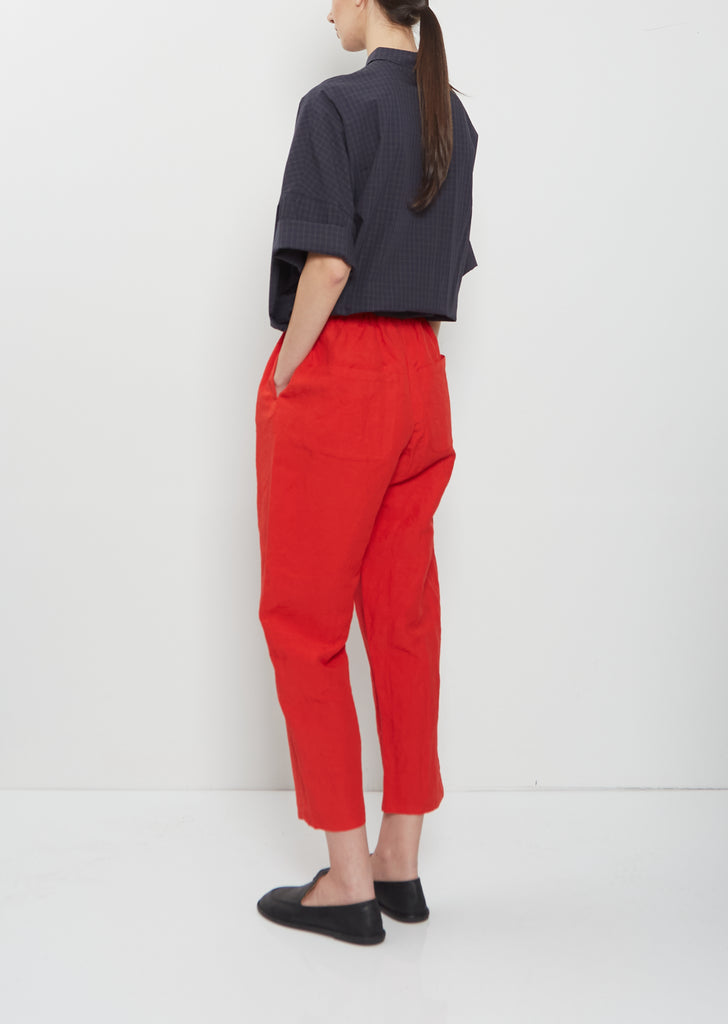 Linen Tapered Trousers — Pomegranate