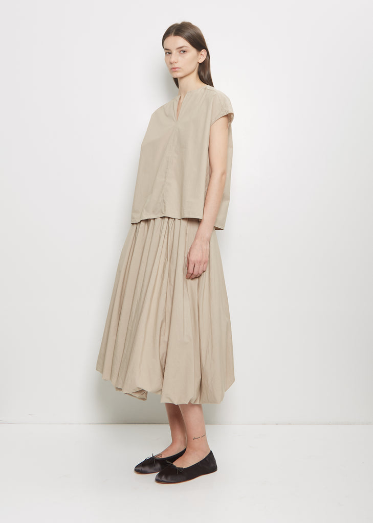 Cotton Popeline V-Neck Top — Sand
