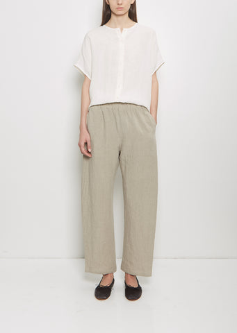 Linen Wide Pull On Pant — Ecru