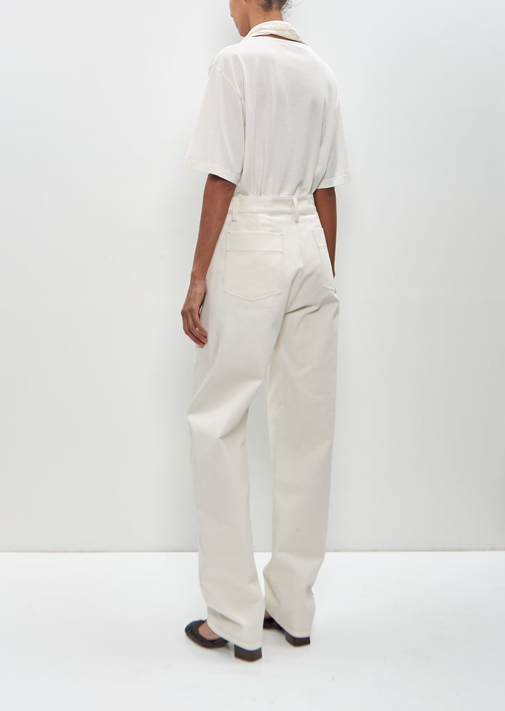 Cotton Five Pocket Twisted Pants — Creamy White