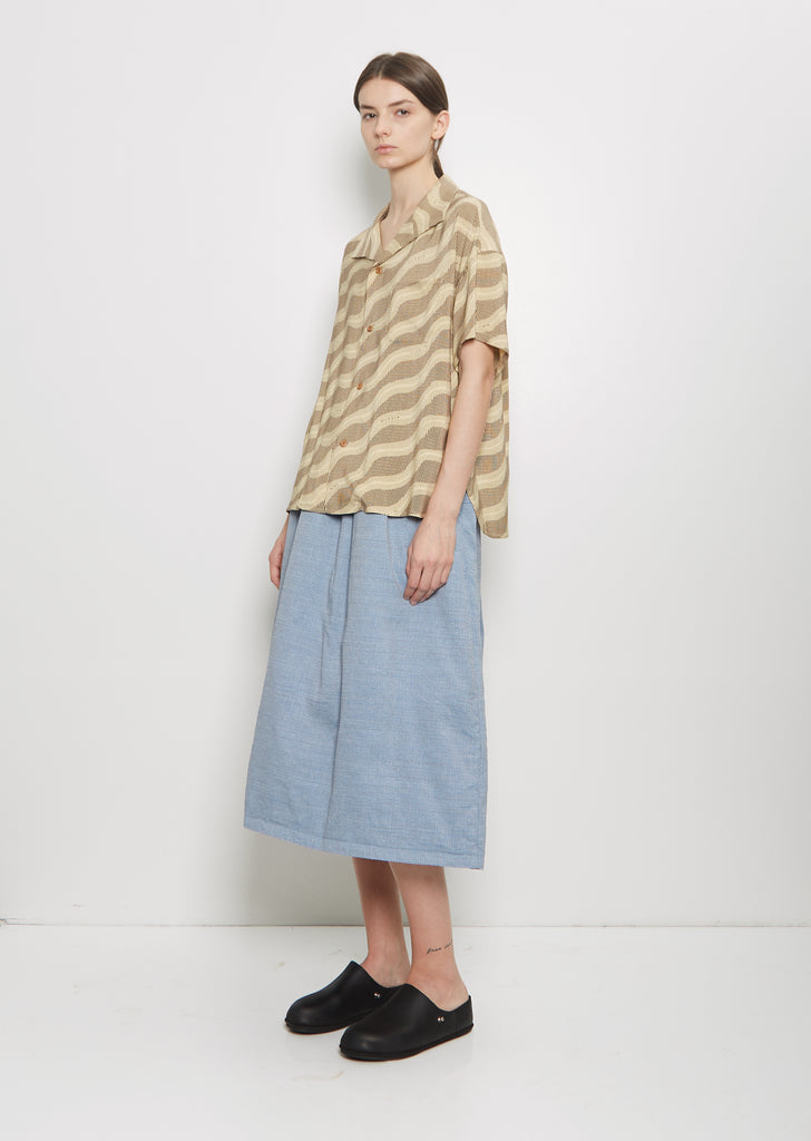 Julie Open Collar Blouse — Brown
