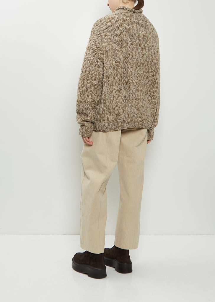 Hand-Knit Alpaca Merino Wool Sweater — Tobacco Paint