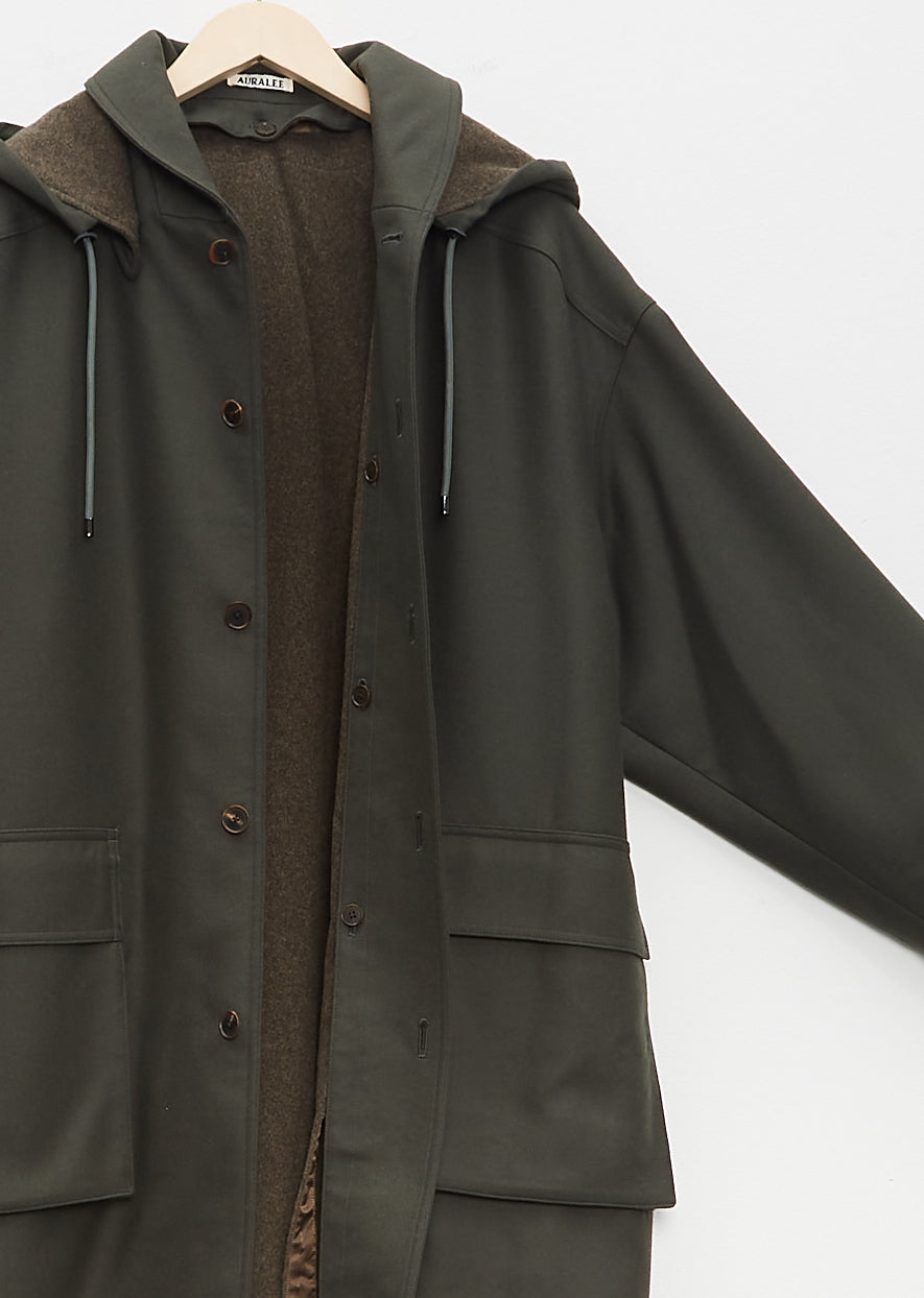 Light Melton Hooded Liner Coat - 3 / Dark Olive