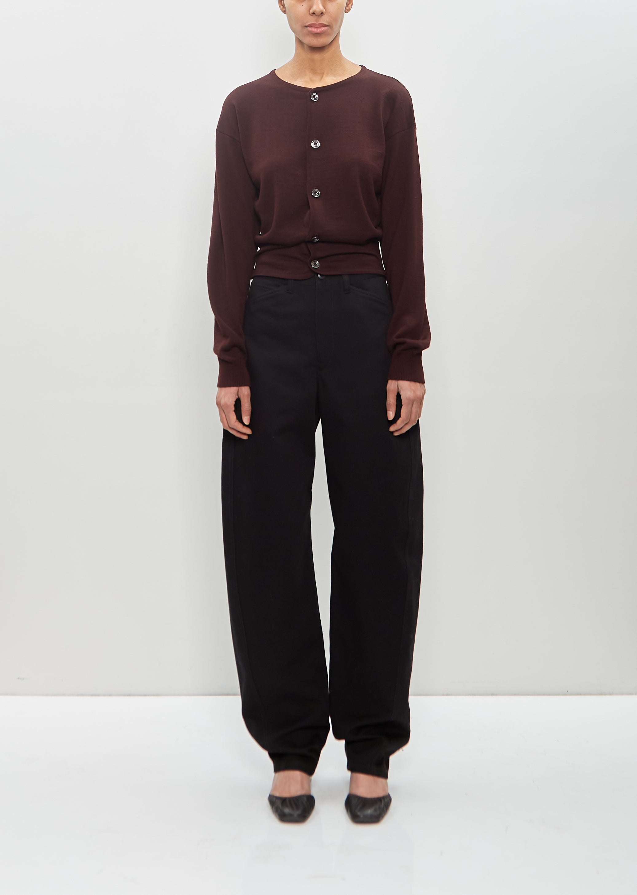 Cotton Five Pocket Twisted Pants — Black – La Garçonne