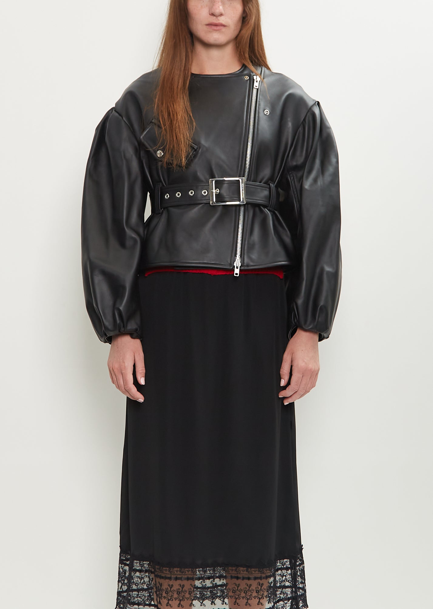 Sculpted Belt Detail Biker Jacket – La Garçonne