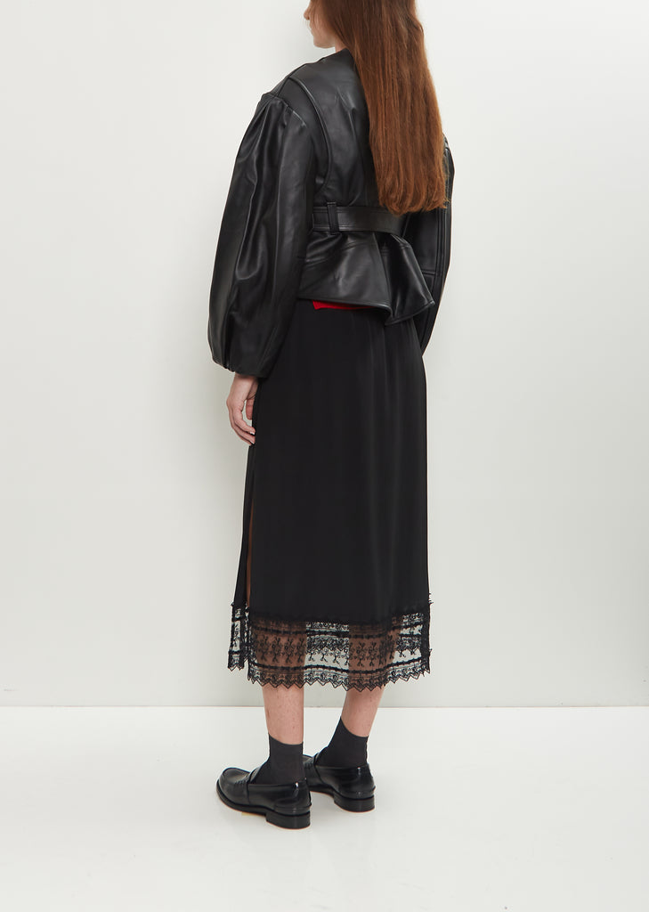 Sculpted Belt Detail Biker Jacket
