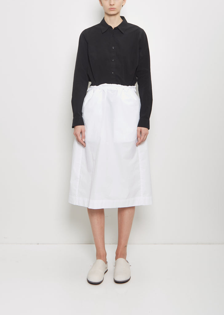 Square Cotton Blend Skirt — White