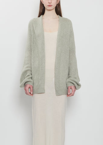 Hand Knit Cashmere Cardigan — Pale Green