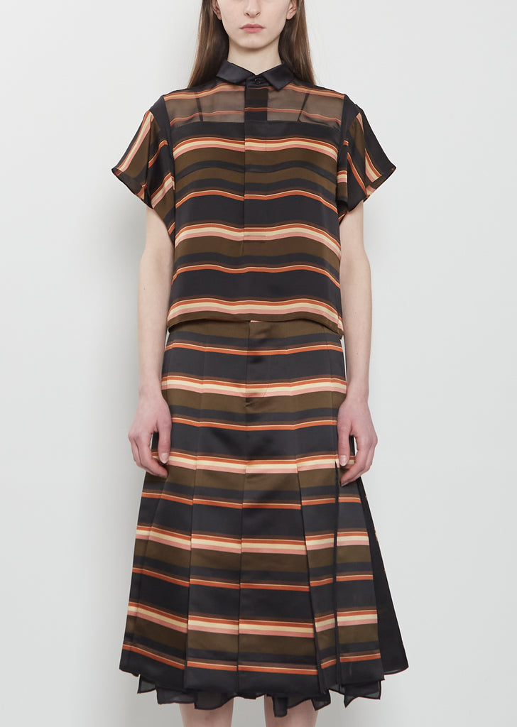 Horizontal Stripe Satin Top