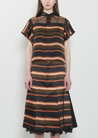 Horizontal Stripe Satin Top