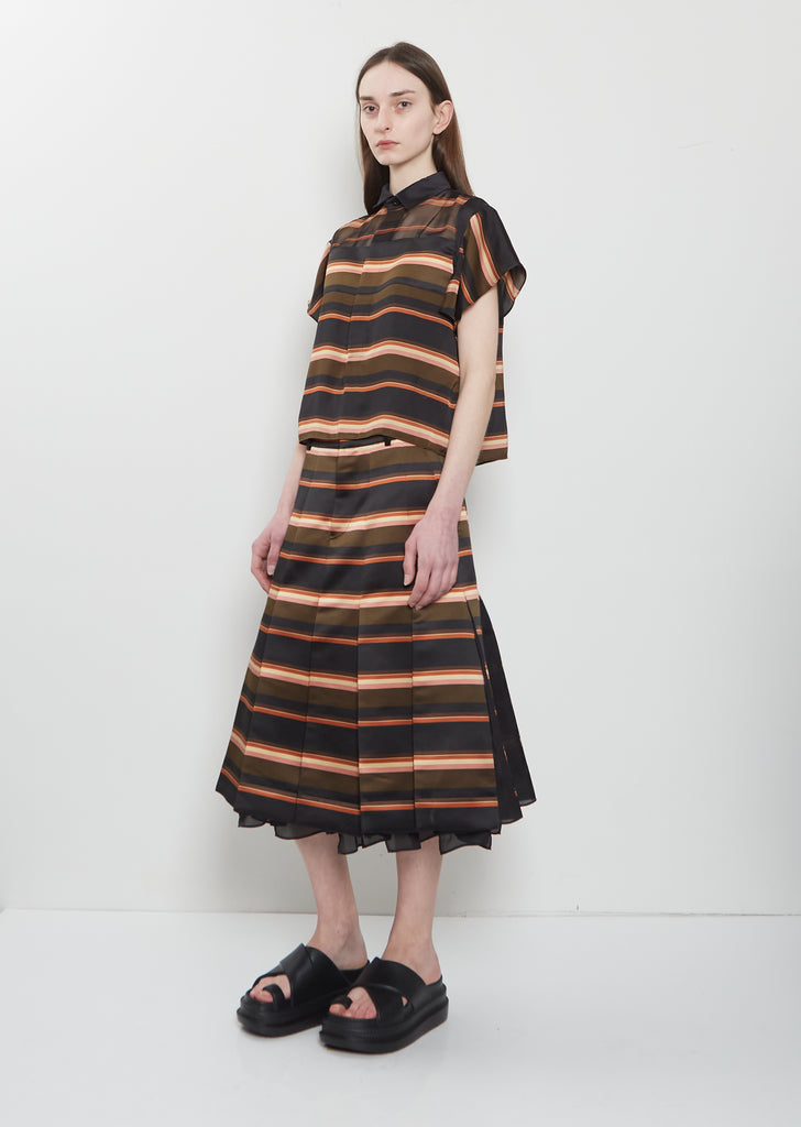 Horizontal Stripe Satin Top