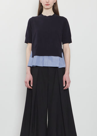 Poplin x Cotton Knit Pullover