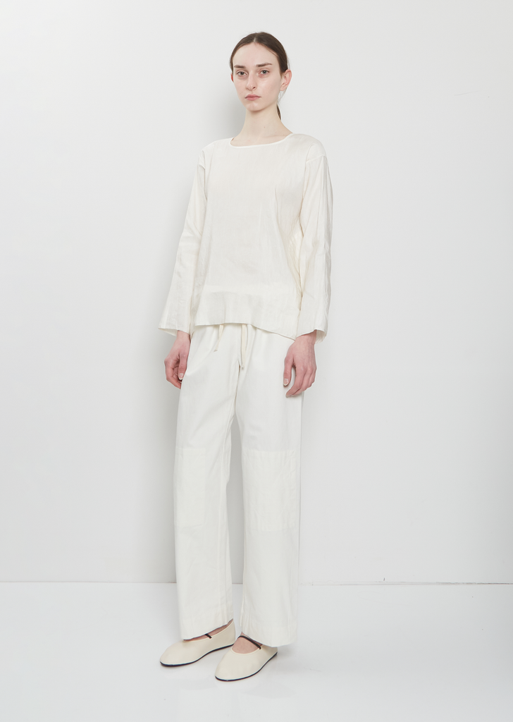 Silk Linen Tunisian Top — Rice