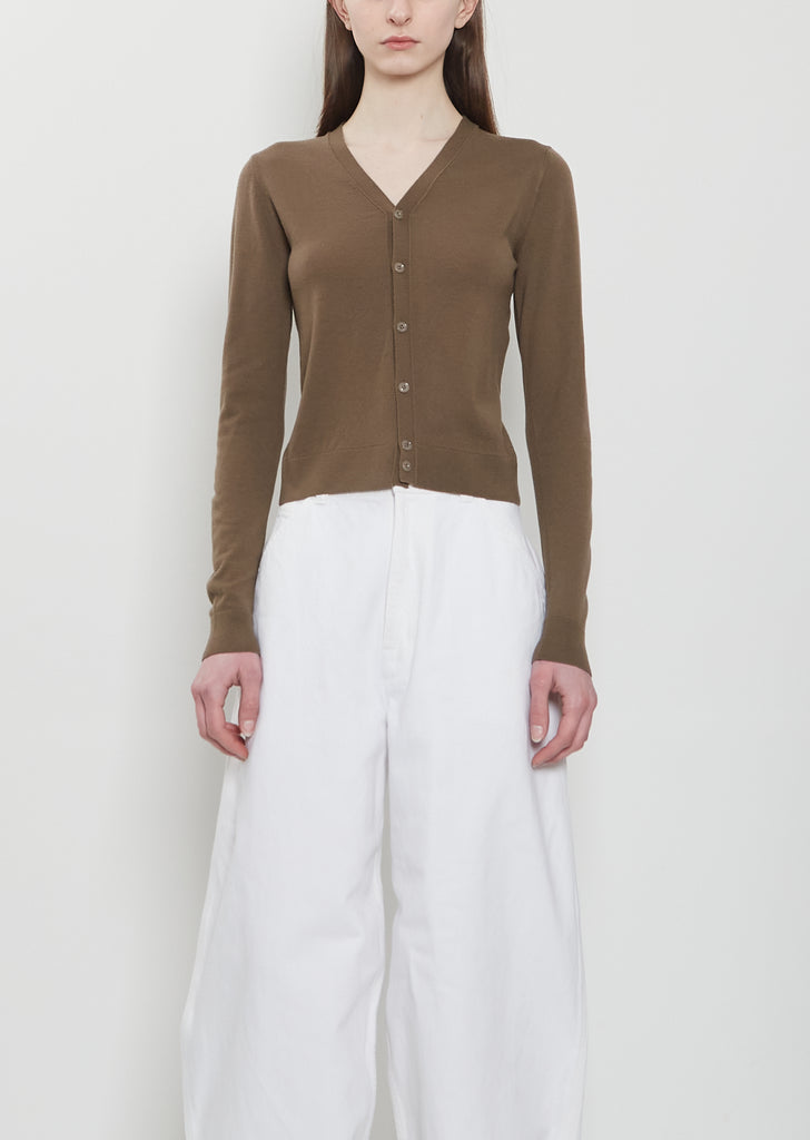 V-Neck Buttoned Wool Cardigan