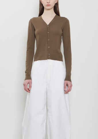 V-Neck Buttoned Wool Cardigan