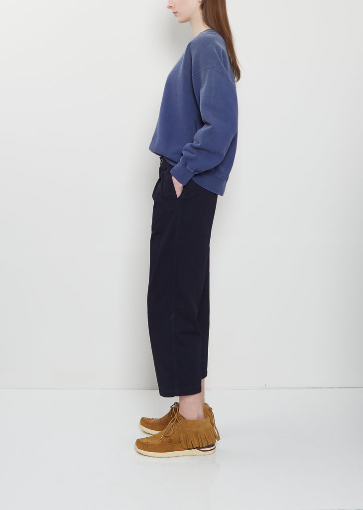 Pleated Cropped Cotton Chino