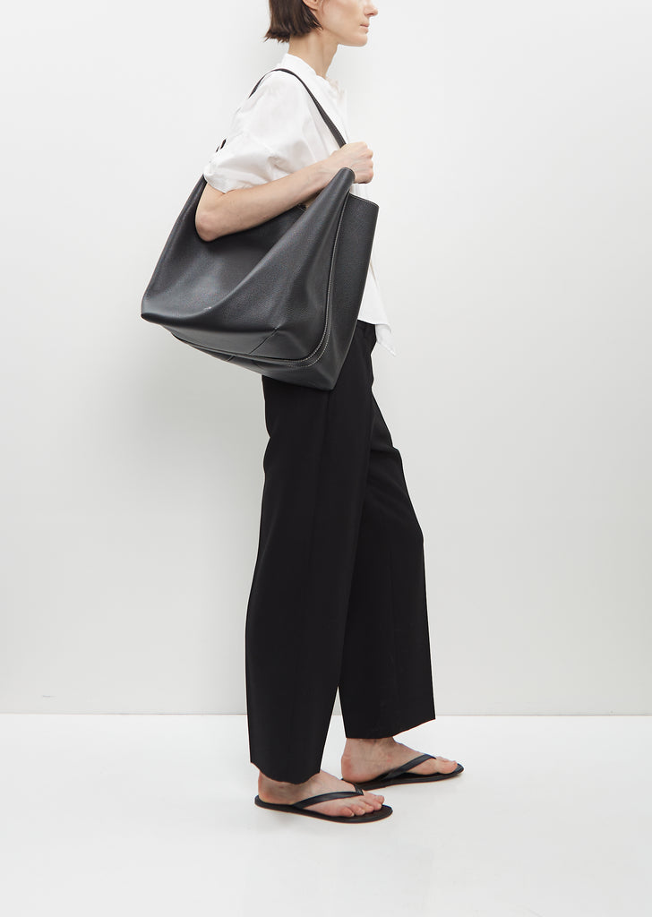 Belted Leather Tote — Black