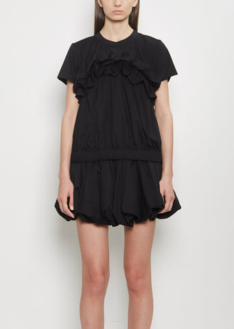 Cotton Ponte Ruffle T-Shirt — Black