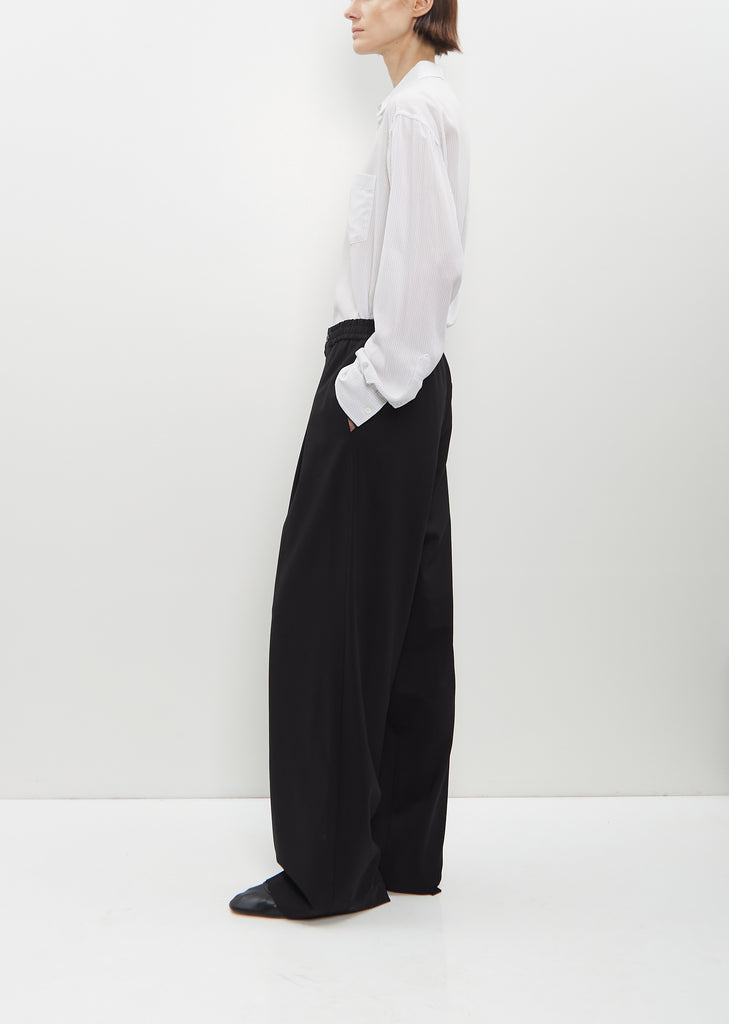 Wool Pleated Long Pull-On Pant