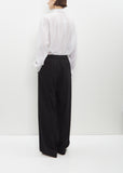 Wool Pleated Long Pull-On Pant