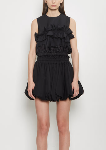 Wool Sleeveless Ruffle Blouse