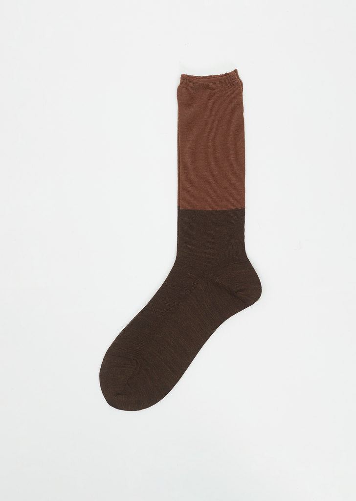Two Tone Rib Socks — Brown