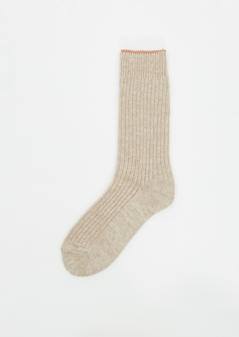 2x1 Rib Socks — Beige