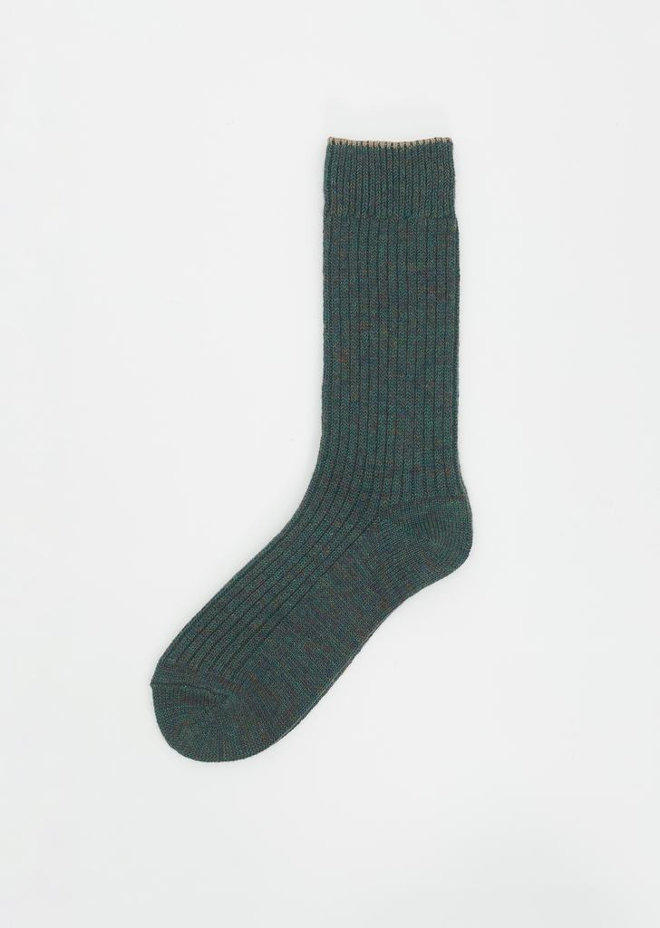 2x1 Rib Socks — Green