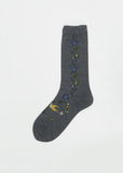 Peace Bird Socks — Medium Grey