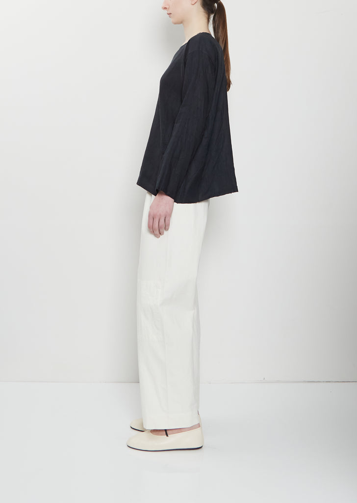 Silk Linen Tunisian Top — Midnight