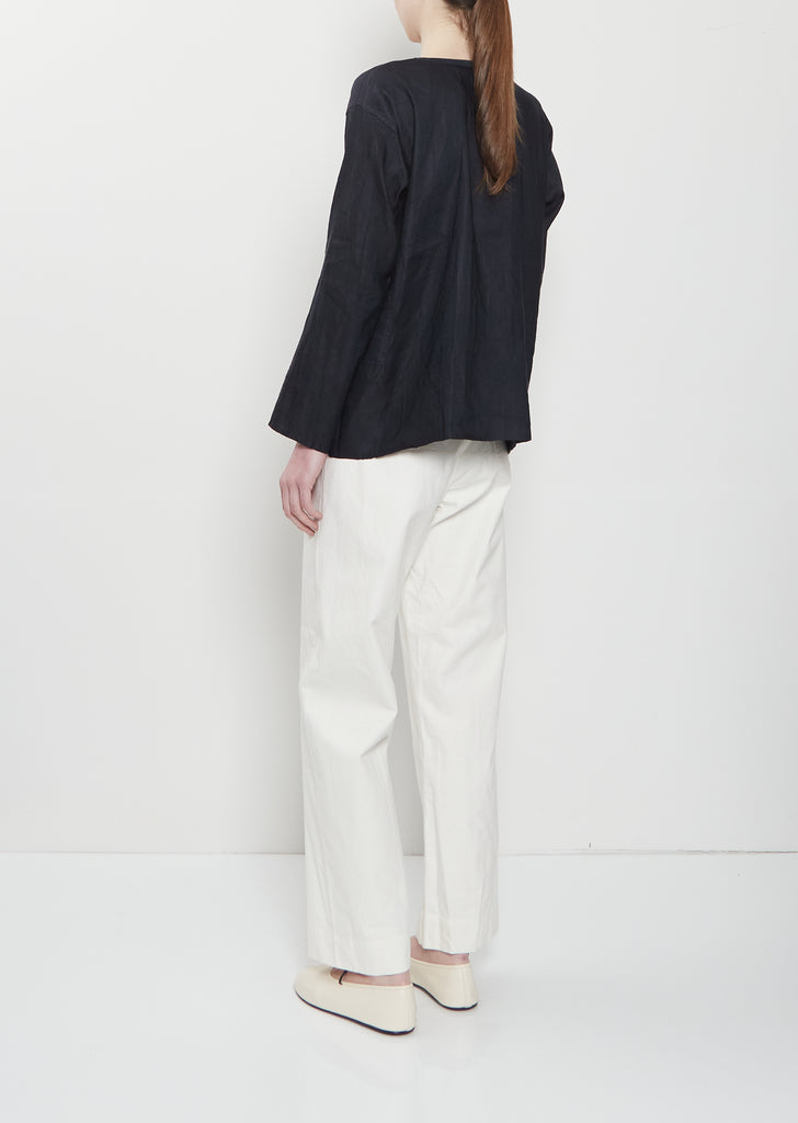 Silk Linen Tunisian Top — Midnight