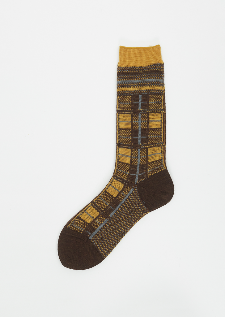 Tartan Check Socks — Brown