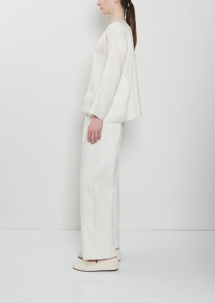 Silk Linen Tunisian Top — Rice