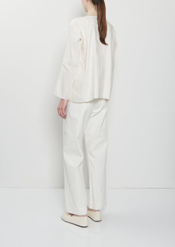 Silk Linen Tunisian Top — Rice