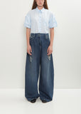 Distressed Wide Leg Puddle Jeans — Distressed Blue