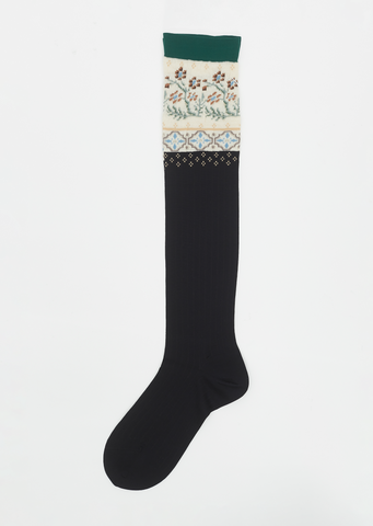 Floral Mosaic Socks — Black