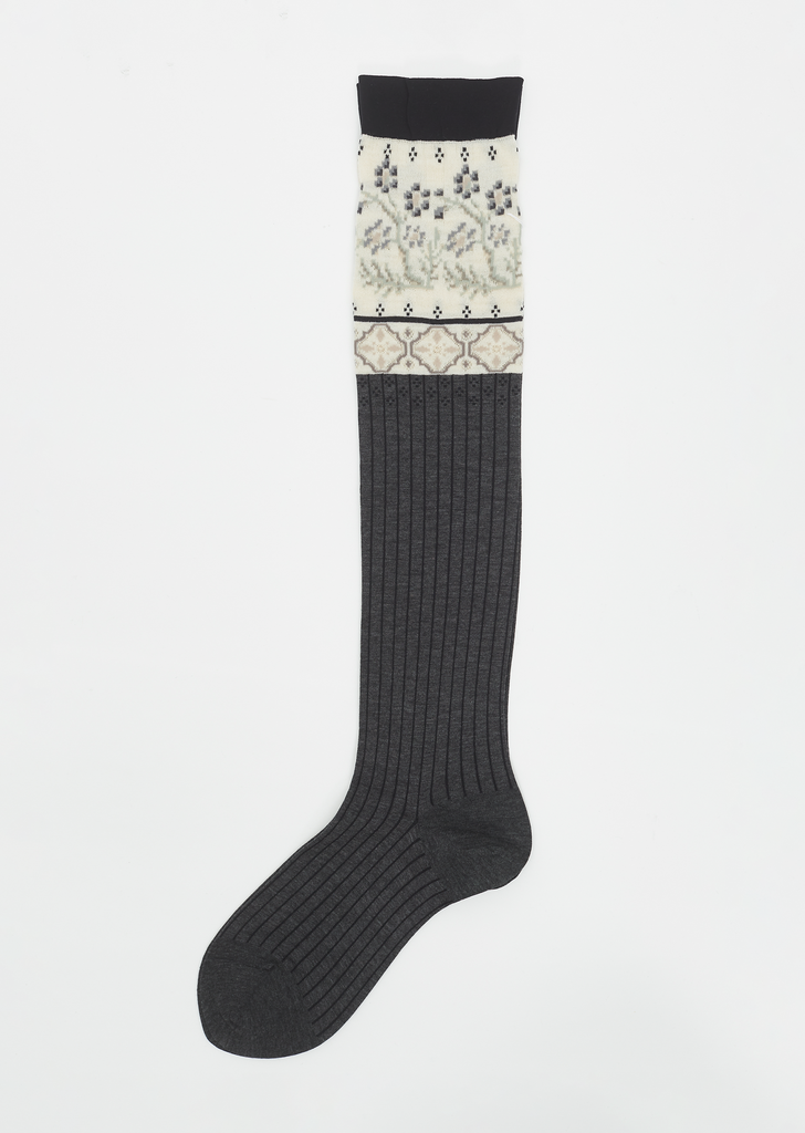 Floral Mosaic Socks — Charchoal