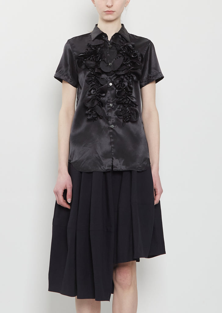 Rosette Taffeta Short Sleeve Blouse
