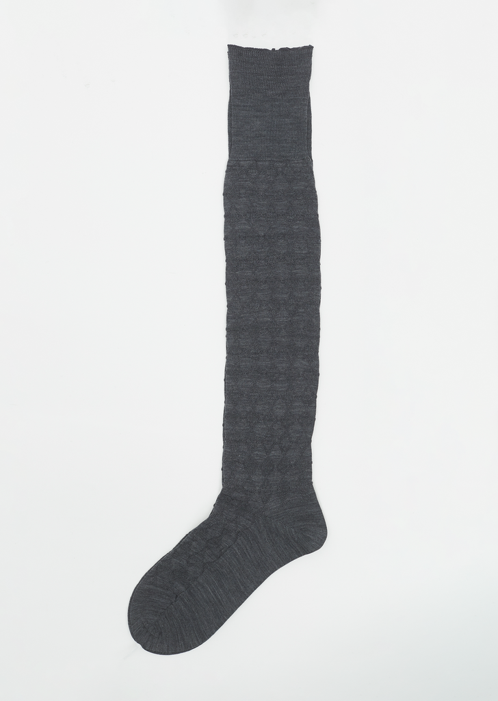 Super Merino Links High Sock — Medium Grey