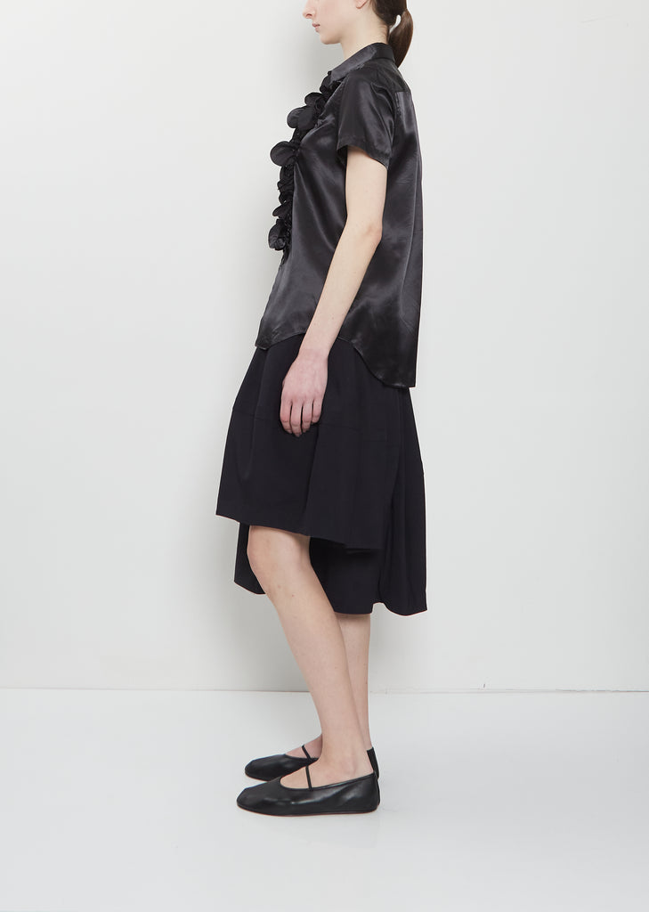 Rosette Taffeta Short Sleeve Blouse